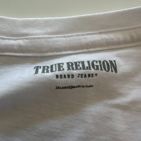 True Religion Brand Designer Jeans Graphic White T-shirt 2XL - Picture 3 of 8